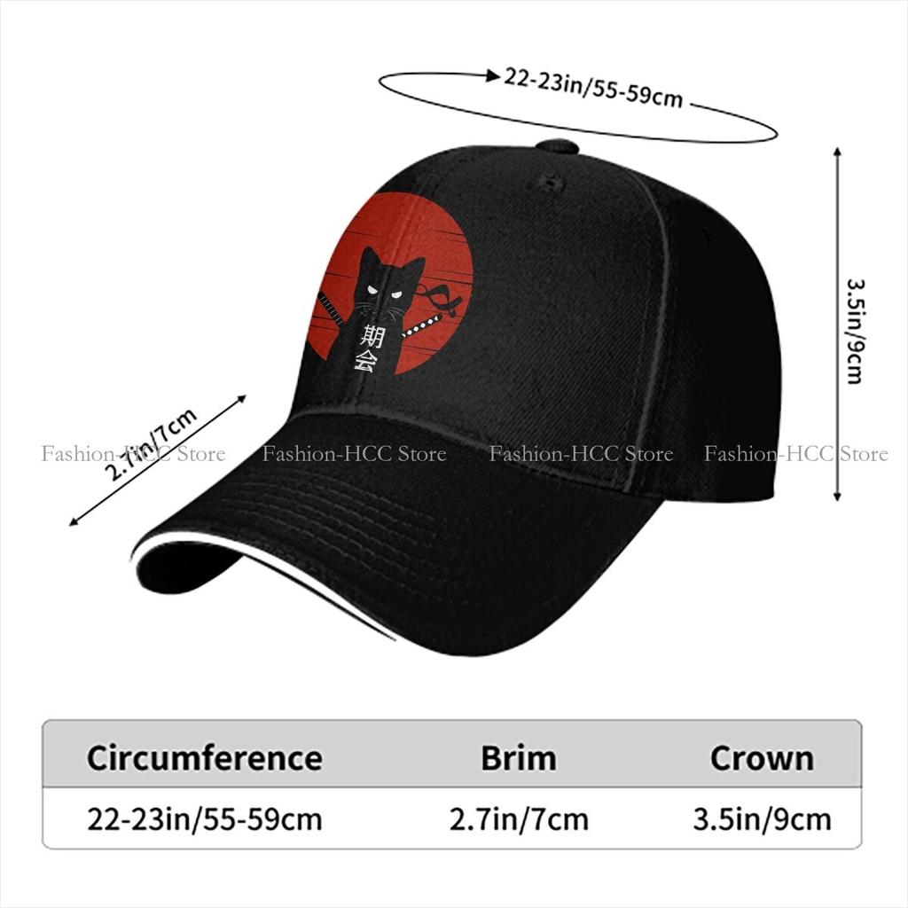 Boné de Baseball Gato Ninja Chapéus Masculinos Femininos Viseira Proteção Snapback Guerreiro Samurai Japonês Bushido Bonés