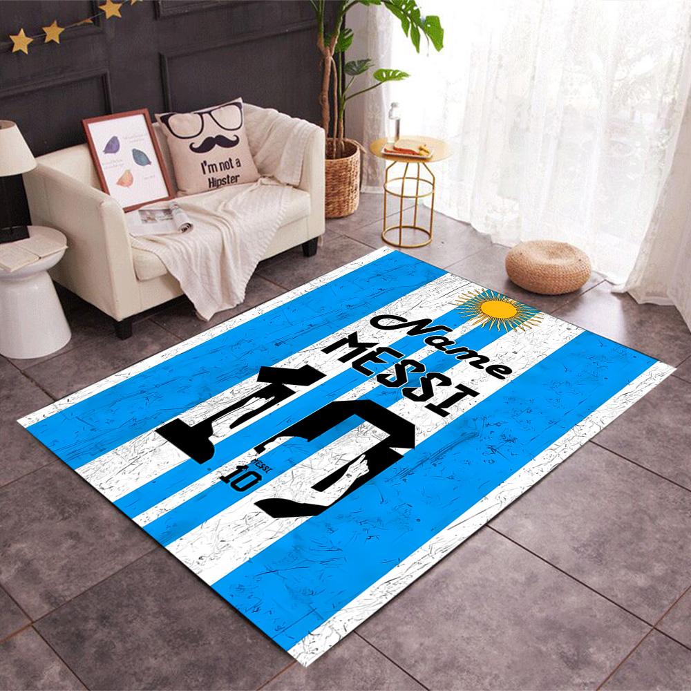 Messi's Celebration Moment Personalized Name Carpet Design for Dining Room Decorate Room Hallway Kitchen Anti-slip Rug Anime Office Decor