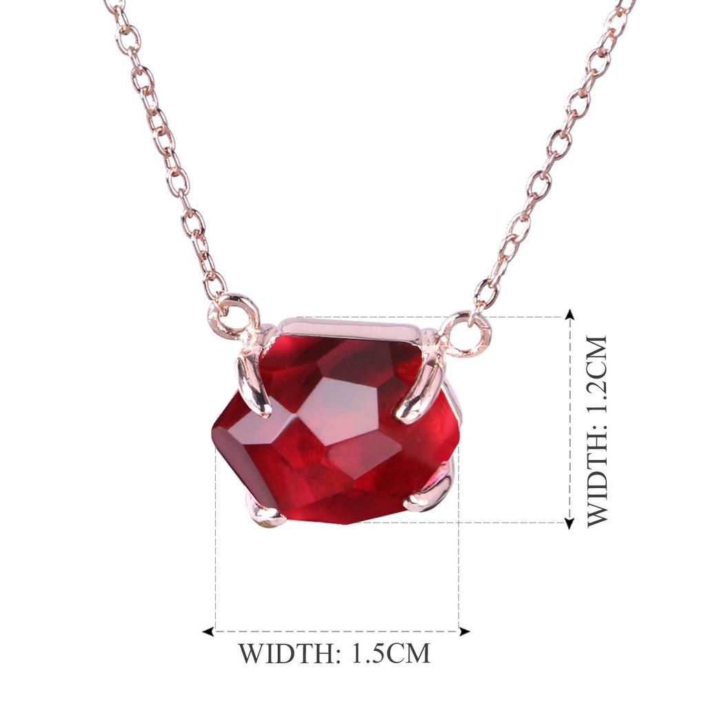 KELITCH Top Crystal Pendant Necklace Rose Gold Chain for Women Jewelry Gift (Red Rose Gold)