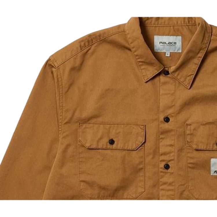Palace X Carhartt WIP FW23 Co-Branded Klassisches Logo Doppeltasche Button-Down Hemd Unisex Oberteile Khaki I032721-KHAKI