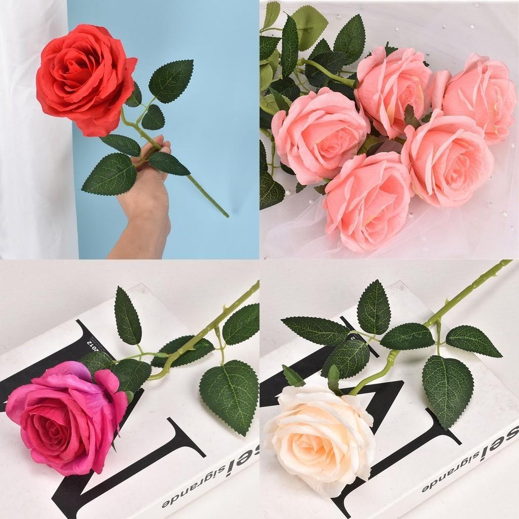 Vibrant 50cm Long Stem Artificial Roses Exquisite Fake Silk Flowers For Home Decor