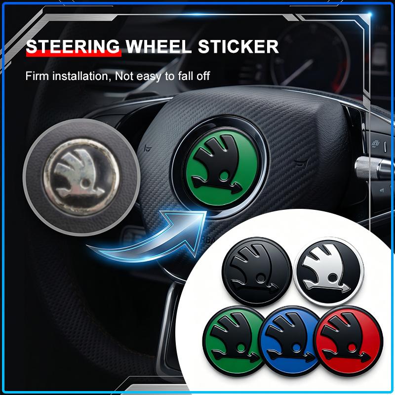 For Skoda Octavia MK2 MK1 2 3 A5 A7 A8 Fabia Karoq Superb Rapid Kamiq Scala 1Pcs Car Steering Wheel Cover Sticker Badge Decoration Auto Accessories