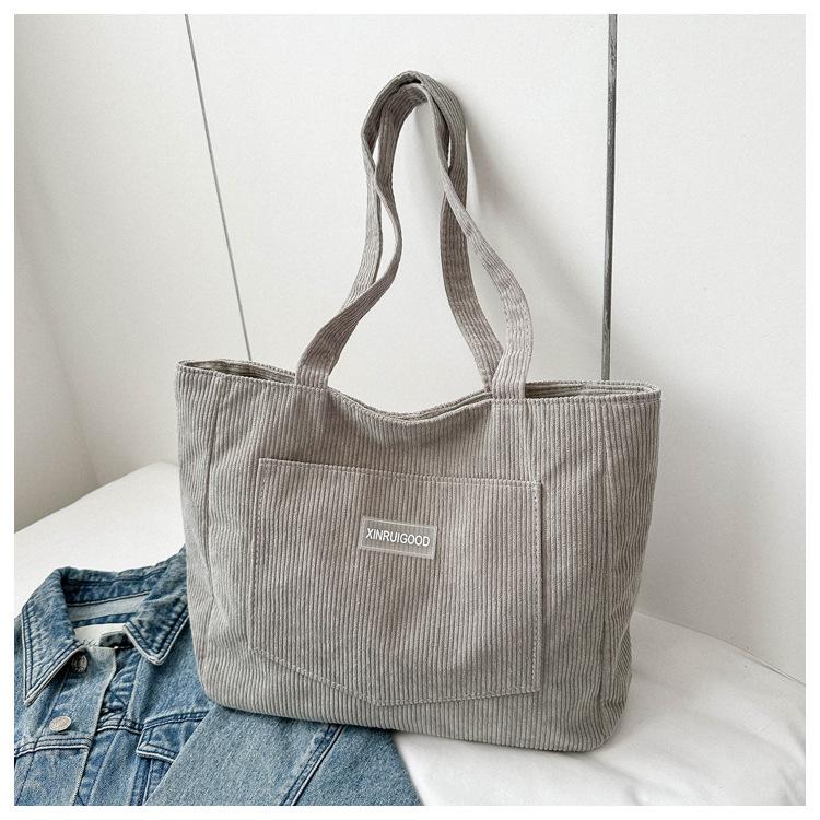 Damen Cord Schultertasche, Lässige Modehandtasche mit großer Kapazität, Geeignet zum Ausgehen, Maschinenwaschbar, mit festen Schultergurten
