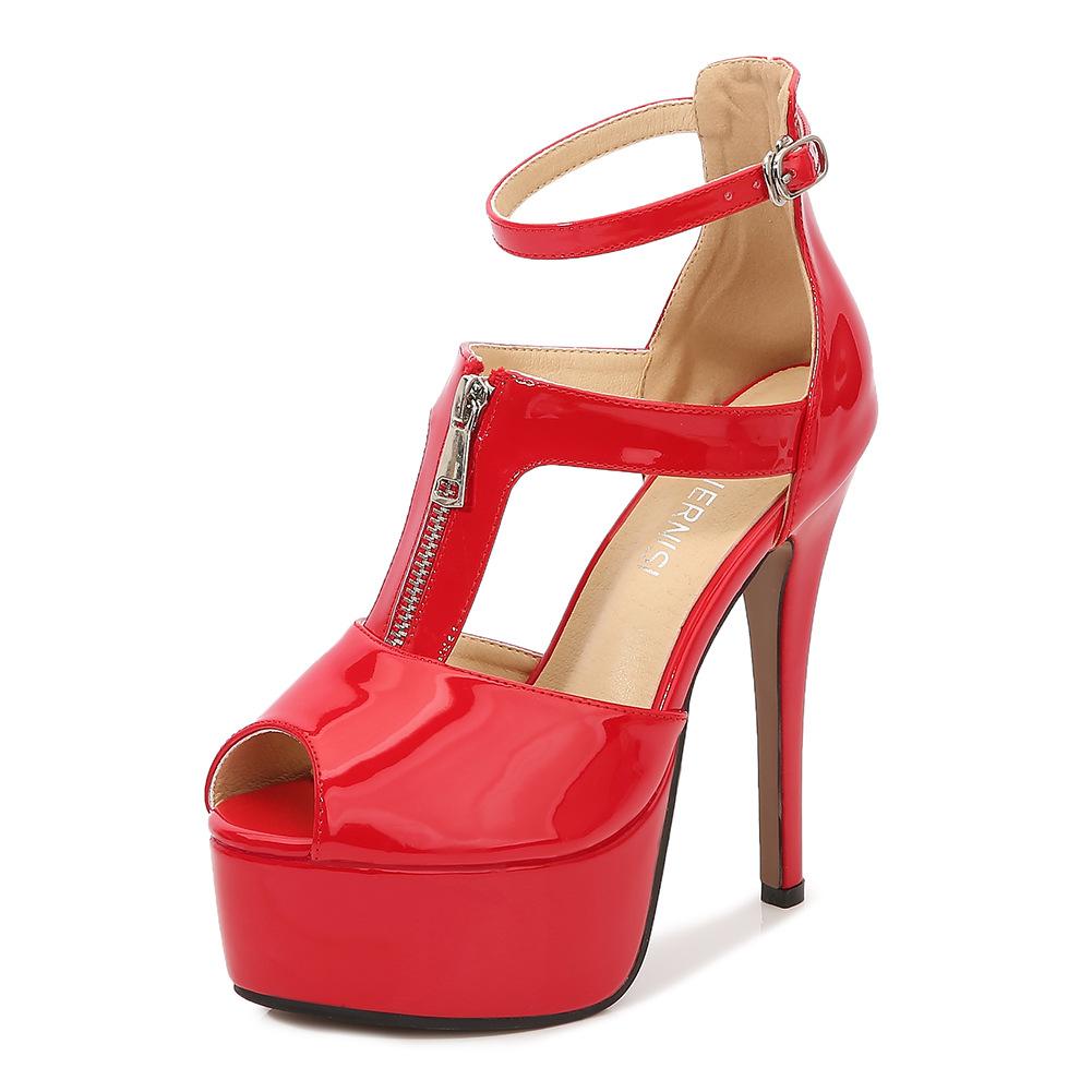 Damskie Buty Modne Sandały na Wysokim Obcasie z Odkrytymi Palcami Seksowne Sandały na Platformie 14CM Obcas Pasek z Klamrą Buty na Imprezę Duże Rozmiary 35-46