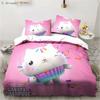 Gabby's Puppenhaus Charaktere Bettwäsche Set Cartoon Bettbezug Rosa Bettwäsche Einzel Doppel Queen King Größe Für Mädchen Bett Set