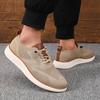 Modern Men's Walking Shoes Summer  Knitted Casual Shoes Soft Comfortable Lightweight Solid Color Simple Lace Up Flat Shoes