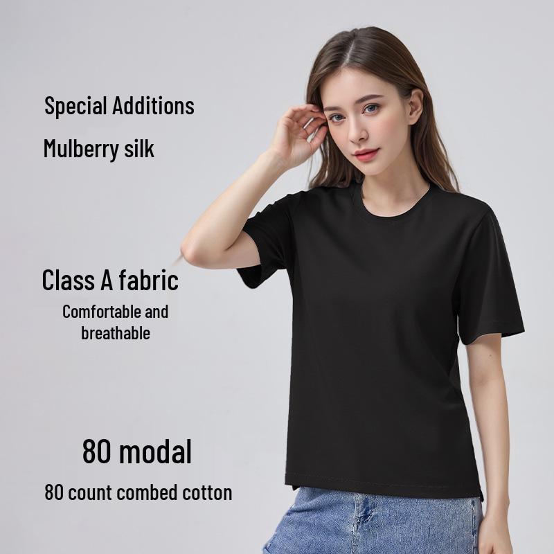 Damen Tencel Lyocell Baumwolle Kurzarm Freizeit T-Shirt Klasse A