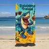 Serviette de plage imprimé Shark Burger Douce Absorbante Séchage Rapide pour Piscine Plage Camping Croisière Cadeau Vacances d'Été