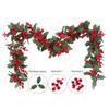 3.2FT Red Berry Christmas Garland with Green Leaves Artificial Christmas Garland Fireplace Table Centerpiece for Winter Holiday Decor
