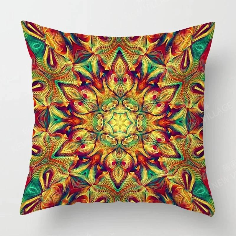 Boho Mandala Pattern Throw Pillow Cover With Short Plush Print For Living Room Sofa Decoration Cushion Cover Pillow Covers