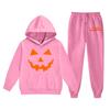 Kids Hoodie and Sweatpants Set with Halloween Print for Holiday Wear