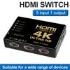 5 In 1 Out HDMI Switch Splitter 5x1 HDMI-Compatible Switcher 4K HD 1080P HD-MI Switcher Box Video Audio Adapter for HDTV PC