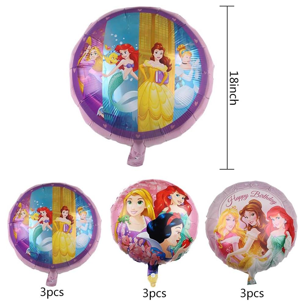 9pcs Princess Themed Balloons 18'' Colorful Balloons Birthday Party Decoration