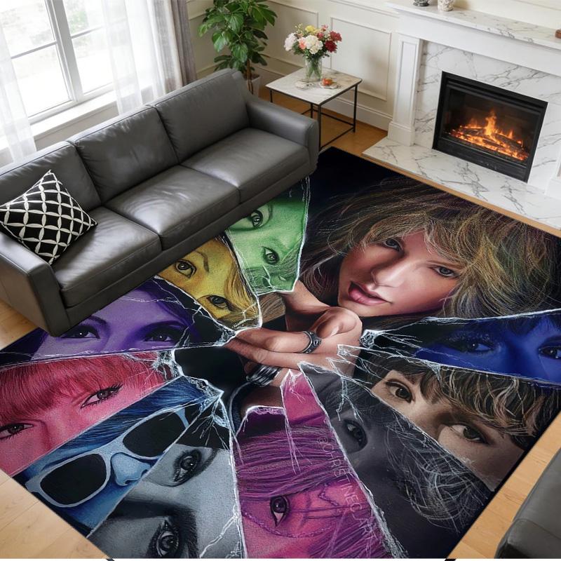 Taylor Swift Print Crystal Velvet Plush Rug Anti?Slip Wear?Resistant Floor Carpet For Indoor Household Home Decoration
