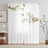 2 Pieces HD Digital White Branches Bird Printed Window Valance Home Decorating Style Decorating Living Room Bedroom Rodding Curt