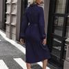 Amazon's new European and American autumn shirt skirt cross-border commuting workplace leisure long-sleeved solid color shirt collar dress