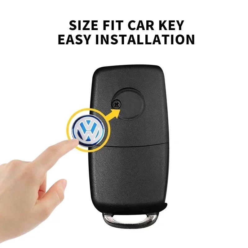 Cup Holders 14MM Car Remote Key Sticker Aluminum Emblem Decoration Decal For Volkswagen VW Caddy CC Touareg Tiguan Touran T-ROC