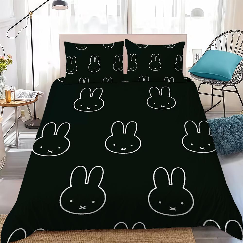 Cute M-Miffy Duvet Cover Set Home Style Bedding Soft Laundry Cotton Bed 3 Piece Set Student Dormitory Gift