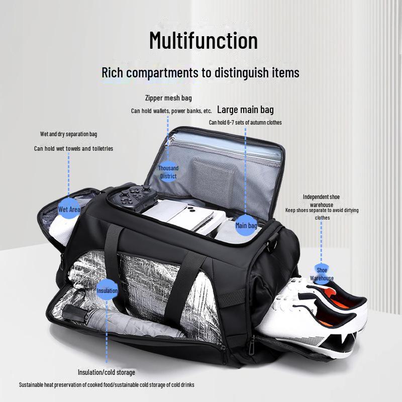 Herren 2024 Rucksack mit großer Kapazität, multifunktional, für Reisen, mit Nass-/Trockentrennung