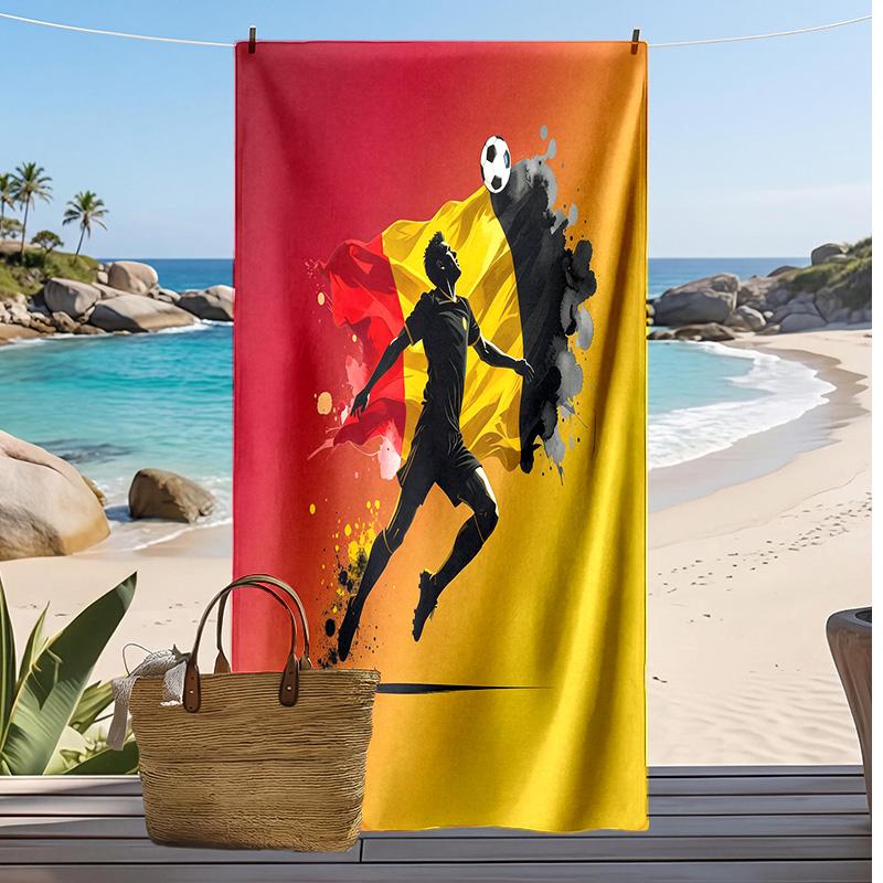 Belgium Football Print Beach Towel Quick Dry Super Absorbent Soft Bath Towel for Swimming Beach Travel Fan Souvenir Gift