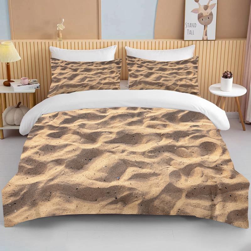 Nature Sand 3D Effect Bedding Sets  King Size Double Bed Microfiber or Polyester Duvet Cover Set  Comforter Bedding Sets