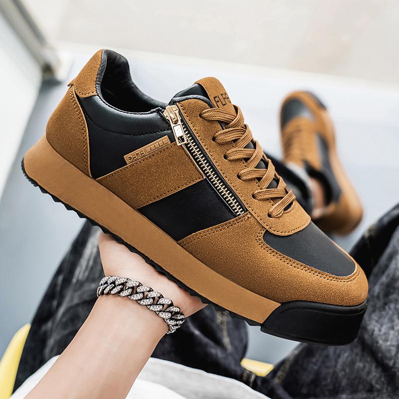 Mode Sneaker Casual Übergröße 45 Herren Designer Retro Board Schuhe Mode Mikrofaserleder Stoff Höhe Erhöht Flacher Plateau-Schuh