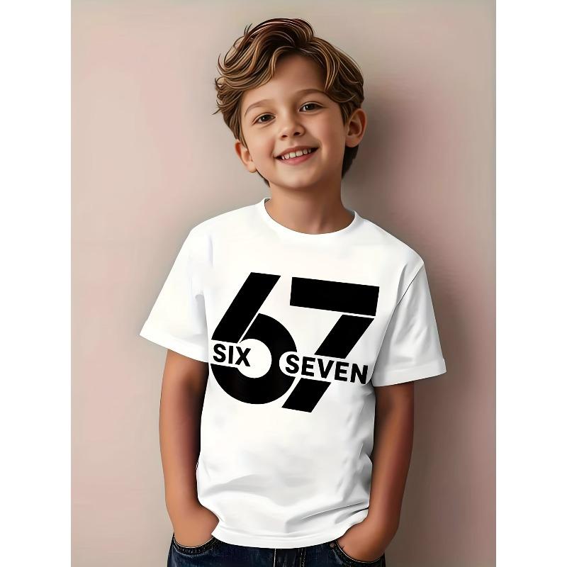 European Sizes Boys' Funny 67th Birthday T-Shirt - 67th Year Milestone Tee with Number 67 Print, Soft Breathable Fabric for Birthday Parties, School