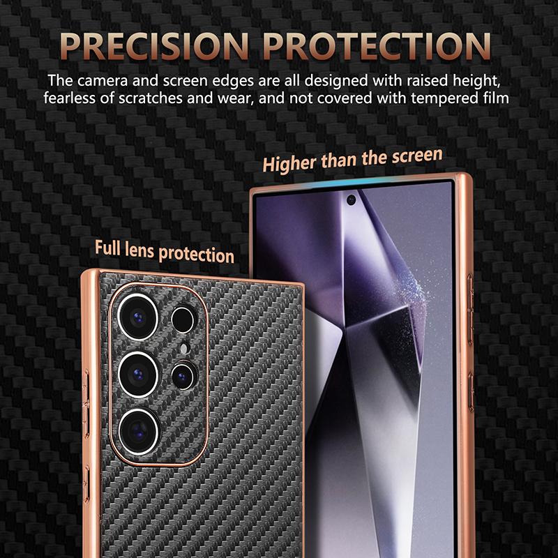 Electroplated Carbon Fiber Pattern Phone Case For Samsung Galaxy S23 S24 FE S22 Ultra Plus S21FE A25 A54 A55 5G A14 A15 Covers