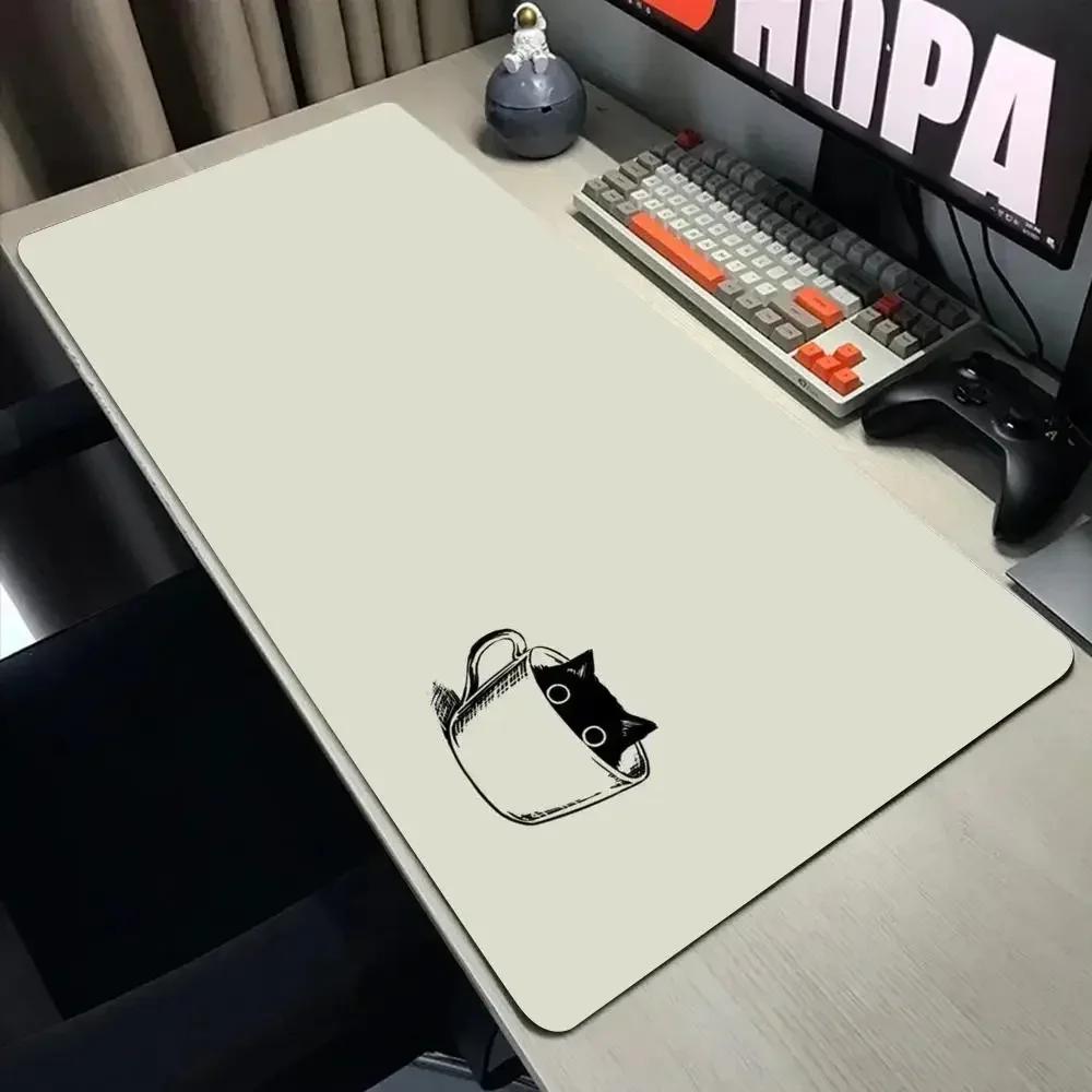 Funny Black Cat Mouse Pads Cute Cat Computer XXL Mausepad Company Desk Pad X Large Kawaii Cushion Office Accessories Rug