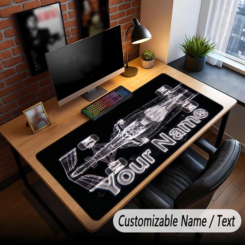 Car Racing Theme Custom Mouse Pad Personalized With Name Text Customized Desk Mat For Office Home Decor