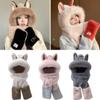 2/3Pcs Cute Furry Scarf Cap Set Casual Cartoon Plush Hat Warm Neck Scarf Hat Glove for Women  Riding