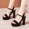 One Button High-heeled Sandals for Women's Summer 2025 New Roman Sandals Plus Sizes 41-43 Platform Shoes Heels Women