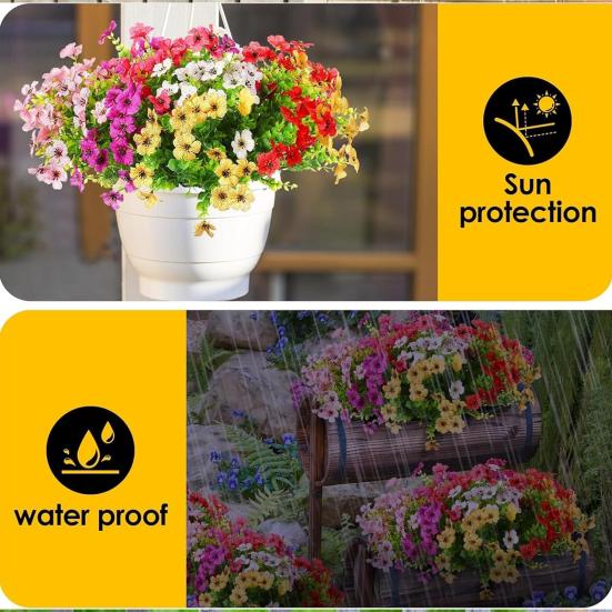 Artificial Flowers for Outdoors UV Resistant Realistic Faux Plants Fake Eucalyptus Flowers Bulk for Vase Flower Arrangement Front Porch Spring