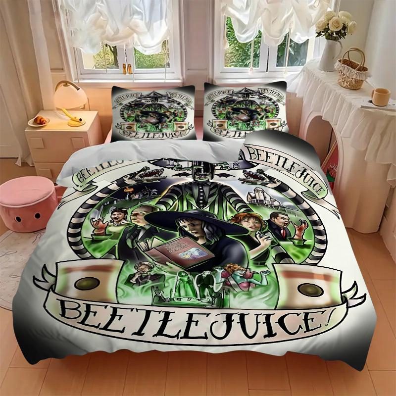 3pcs Beetlejuice Duvet Cover Set, 1 Duvet Cover + 2 Pillowcases (No Insert), Cozy Bedding, Bedroom Set, Easy Care, Durable Yy251103094