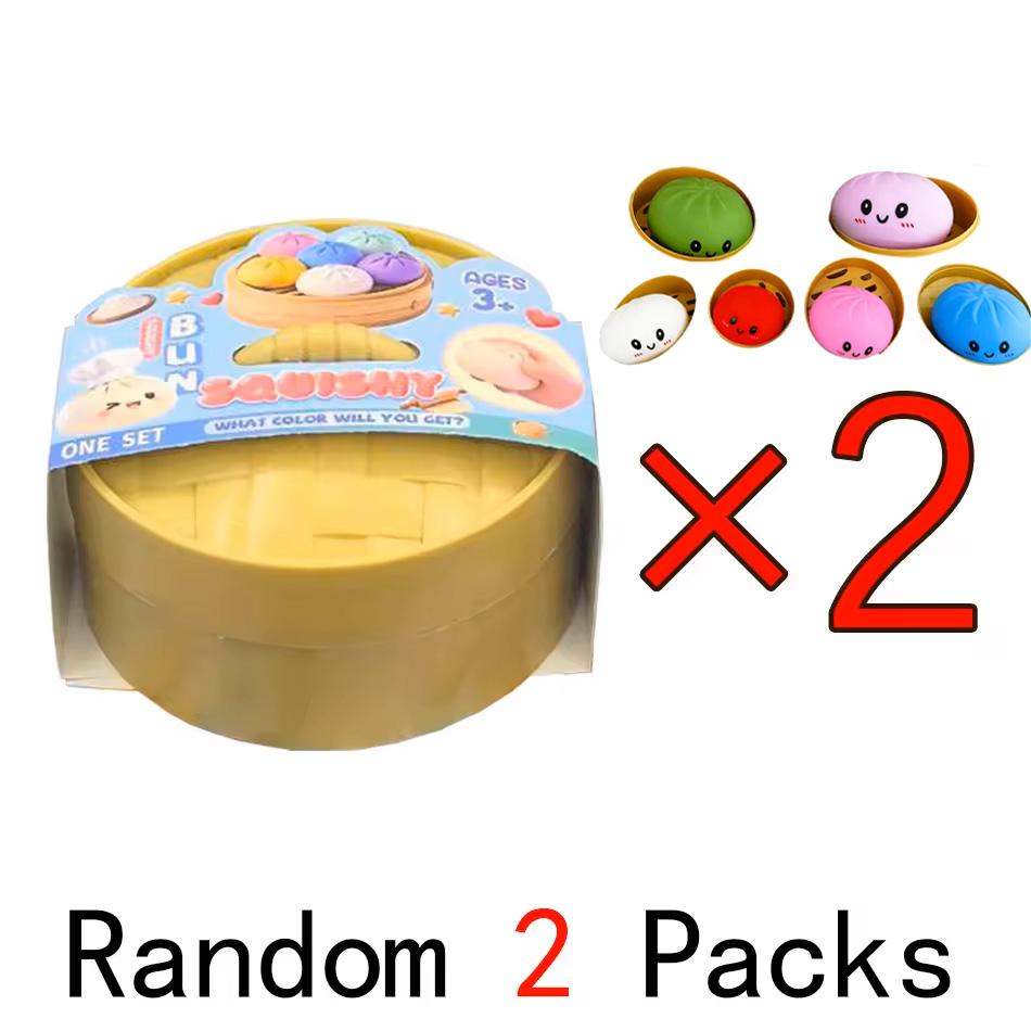 Simulation Dumpling Squishy Rebound Soft Squeeze Stress Ball With Bamboo Steamer Box Anti-Stress Toy Sensory For Creative Gifts