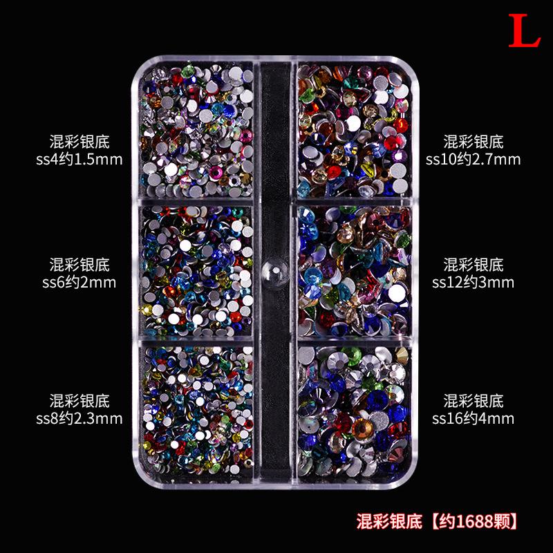 6 Maten Doos Kristallen Platte Strass Steentjes Set Hybride Nagellak Decoraties Ab Kleurrijk