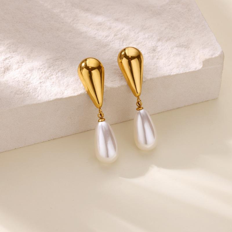 Pärla vattendroppe hänge söta örhängen k guld mode trend mångsidig fest smycken present