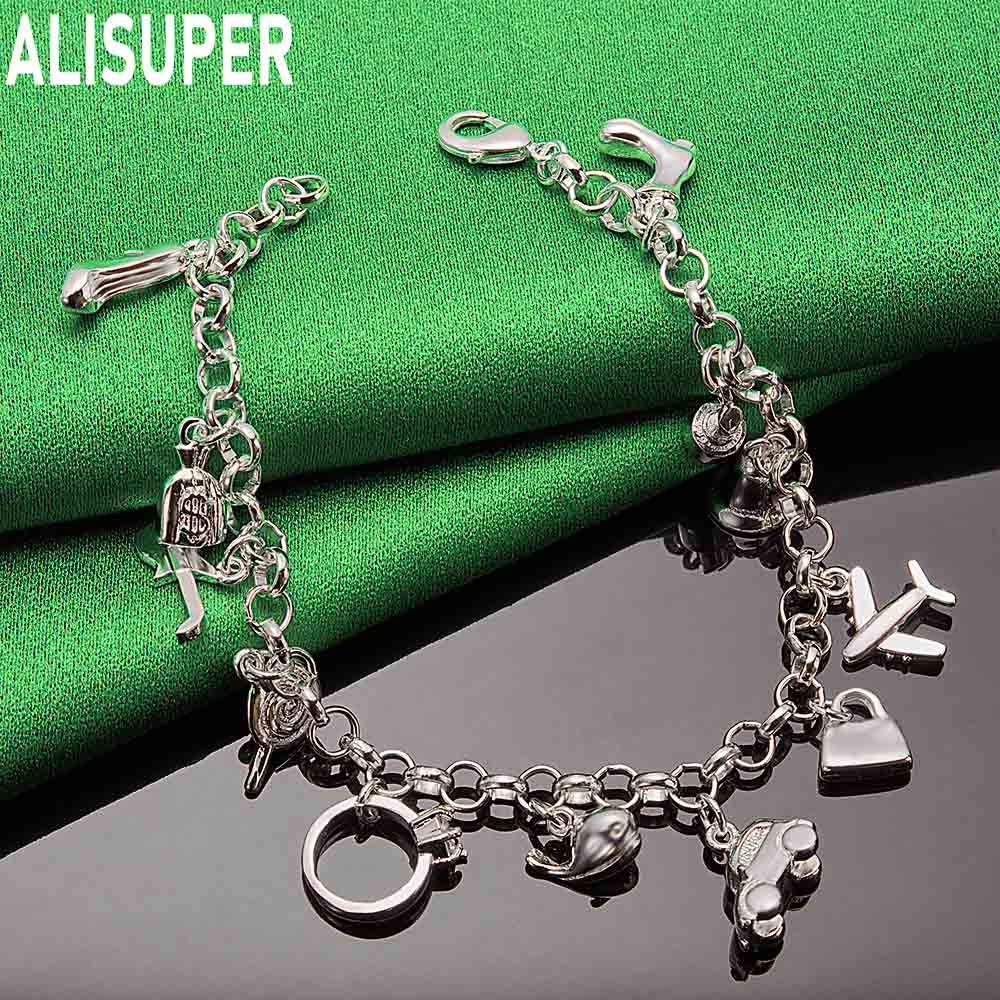 925 Sterling Zilver Mode Element Hanger Zijketting Mooie Armband Cadeau Sieraden