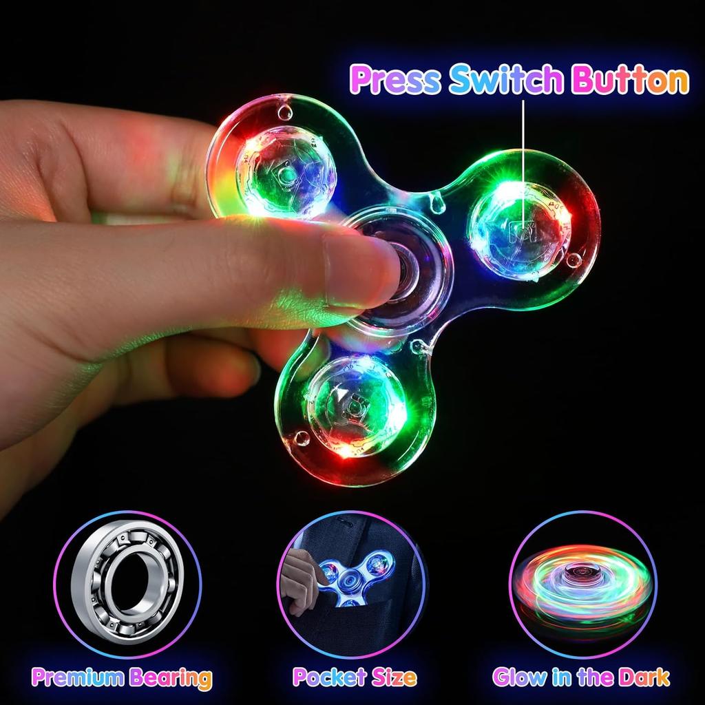 Spinner Fidget Lumineux LED Remplissage Panier de Pâques pour Enfants Cadeau de Pâques Cadeau de Fête Couleur Aléatoire