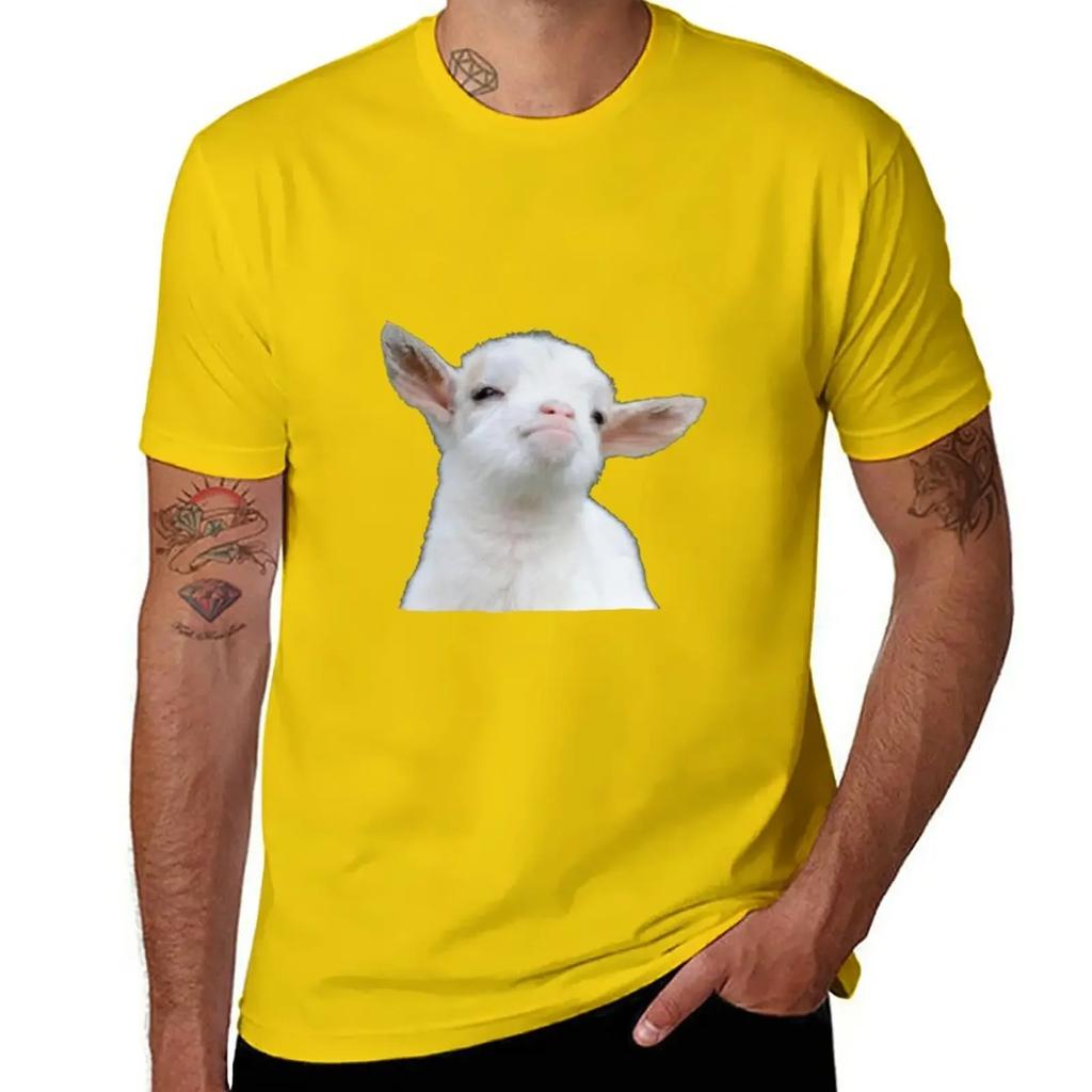 Cute Baby Goat T-Shirt for a Boy Vintage Clothes Boys Whites Plain White T Shirts Men
