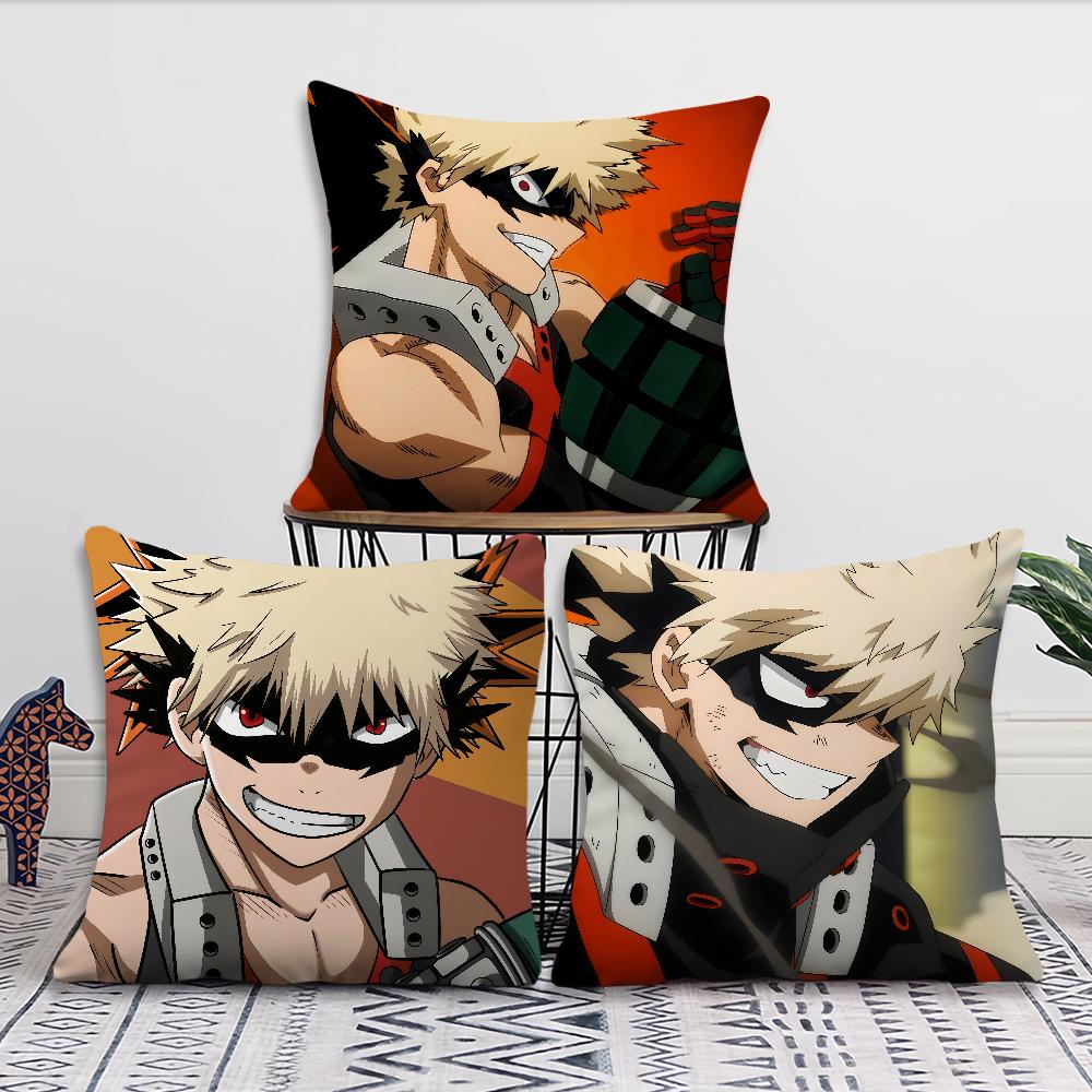 Comic Hot Fanart Anime B-bakugo Katsuki Cushion Cover Soft Pillow Case for Sofa Living Room Home Office Decor Protective Covers