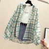 Spring Summer Fashion Female Long Sleeve Loose Plaid Blouse Tops Women Casual Shirts Sun Protection Shirts