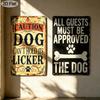 2Pcs Funny Dog Themed Aluminum Signs, Humorous Quote Wall Decor with Dog Sayings. Cute Warning Plaque for Living Room, Garage and Home Decoration