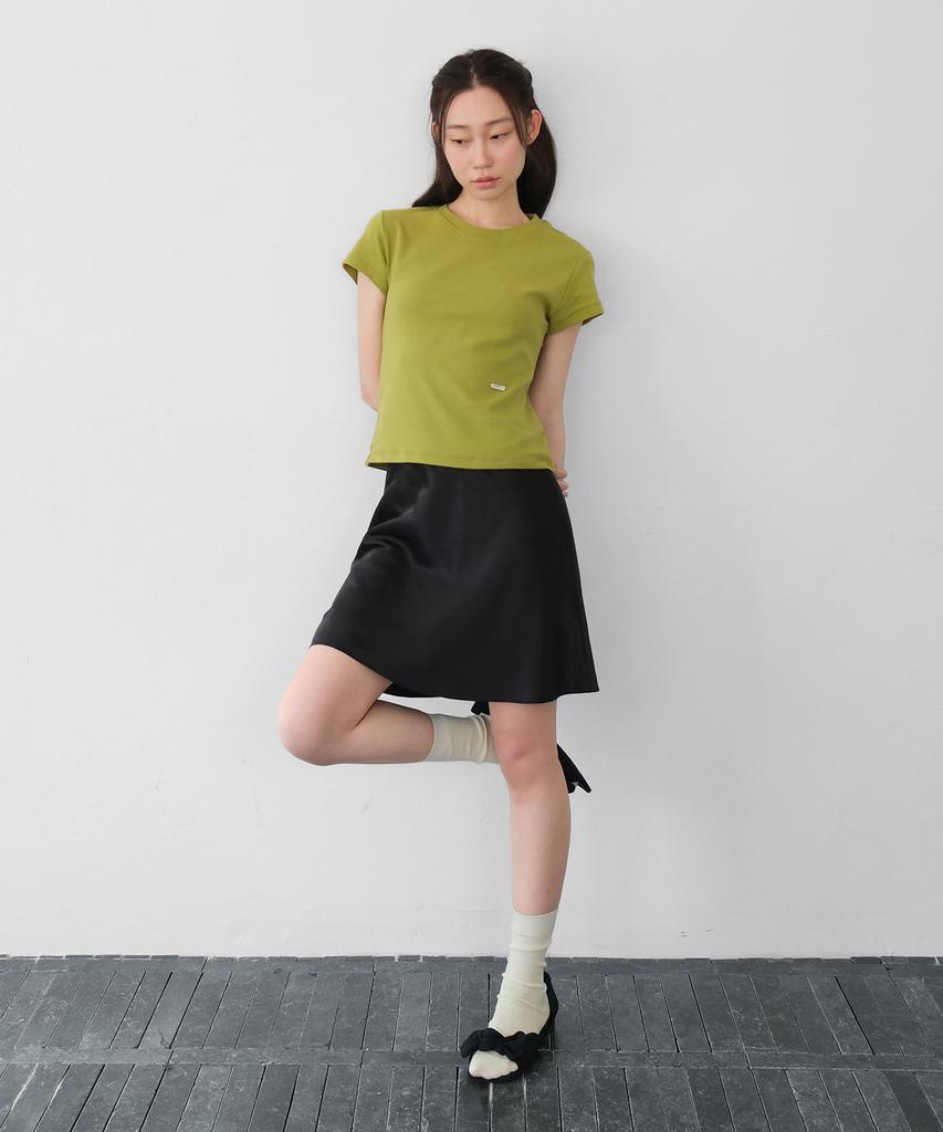 Moui Satin Dot Midi Skirt (Black)