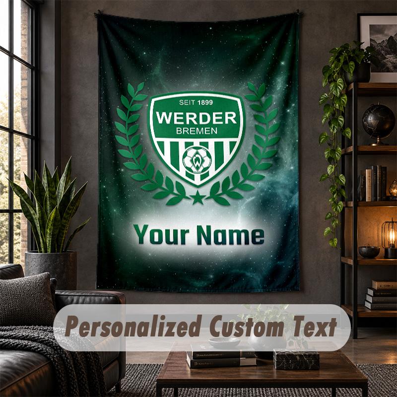 Arazzo da Parete Personalizzato, Testo Personalizzato FC Werder Bremen, Tessuto Morbido Arte da Parete per Decorazione Interna