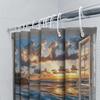 Enjoy Seaside Scenery In Your Bathroom With Our Beach View Shower Curtain Open Window Design Waterproof Fabric Set Easy-Clean