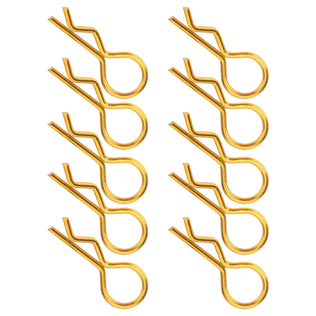 10 st RC Bil Karossklämmor RShape Metall Karossklämmor Stift för 1 5 1 6 1 8 1 10 RC Bil(Guld )
