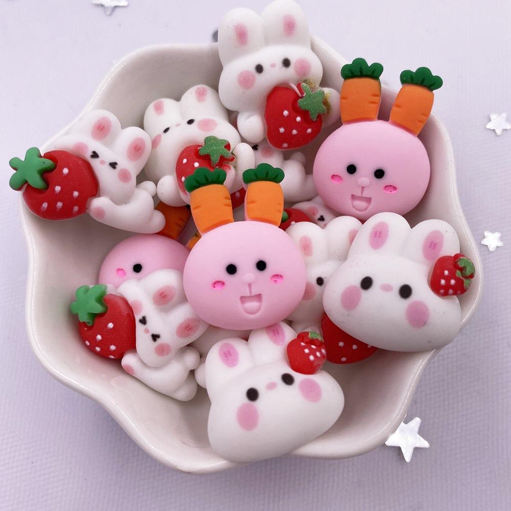 10 STUKS Handbeschilderde Hars Kawaii Kleurrijk Konijn Flatback Steen Figuur Scrapbook DIY Decor Woonaccessoires Handwerk