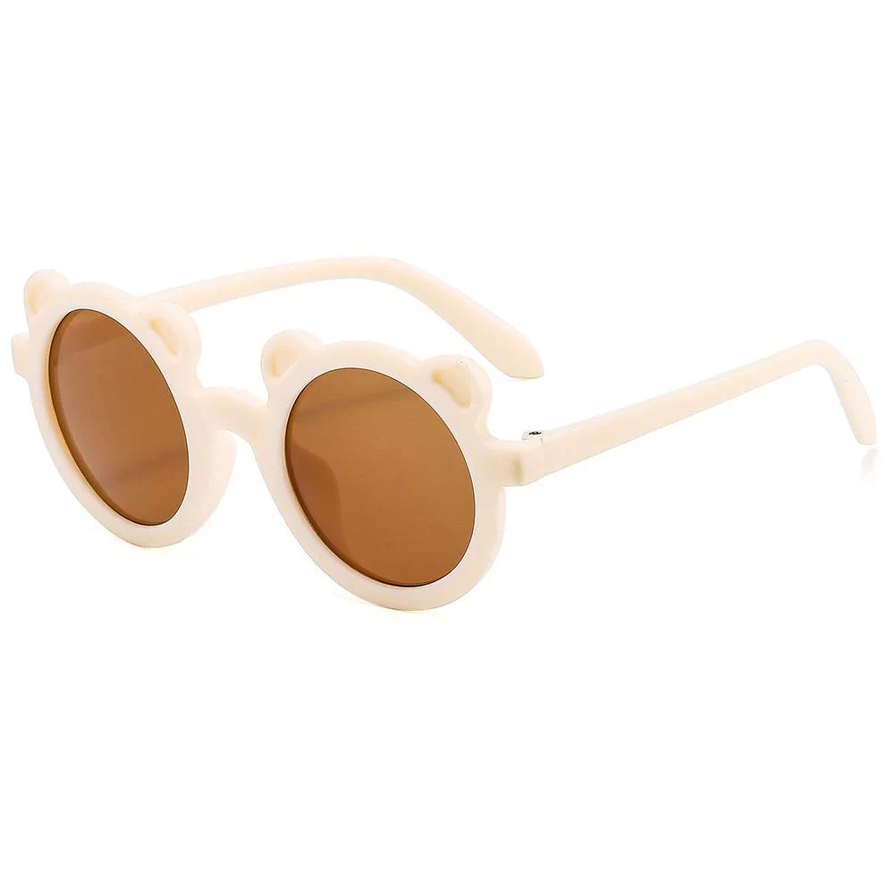 2024 Boy Girl Cute Cartoon Bear Shape Fashion Round Sunglasses Children Vintage Sunglasses UV Protection Classic Kids Eyewear
