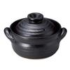 Santo Banko Ware Rice Porridge Pot, Approx. 16cm, Direct Flame Safe, Black Glaze, Made In Japan, 18390